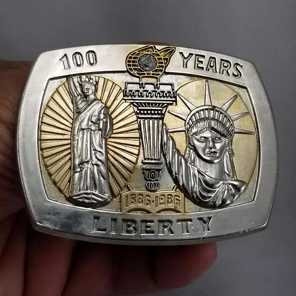 Belt Buckle 1986 100 Years Of Liberty Statue Of Liberty USA By Sterling Treasury